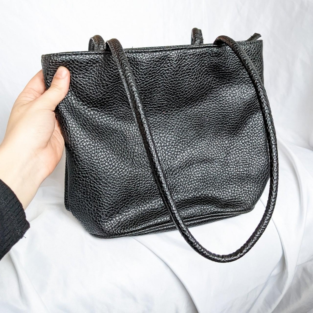 Black Faux Leather Vintage Mini Bag